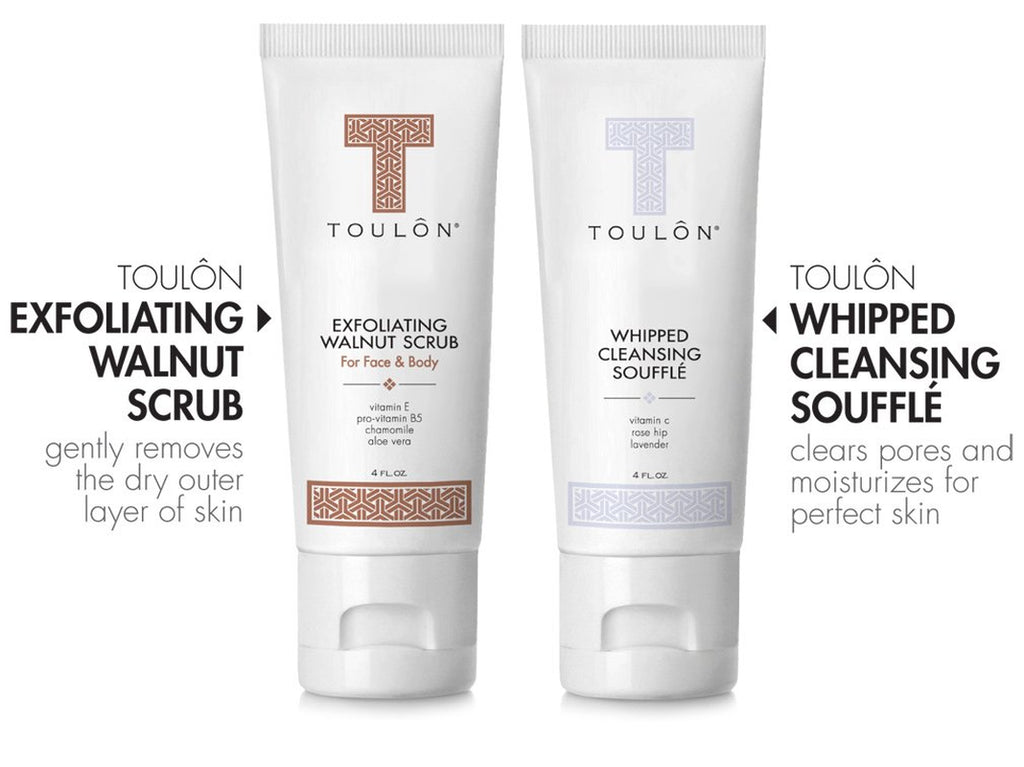 Exfoliating Scrub Set - Body Scrub Set - Skin Care Gift Set for Women & Men - Natural Spa Bath and Shower Kit with Exfoliating Walnut Body & Face Scrub & anti Aging Face Cleanser for Gentle Face Wash