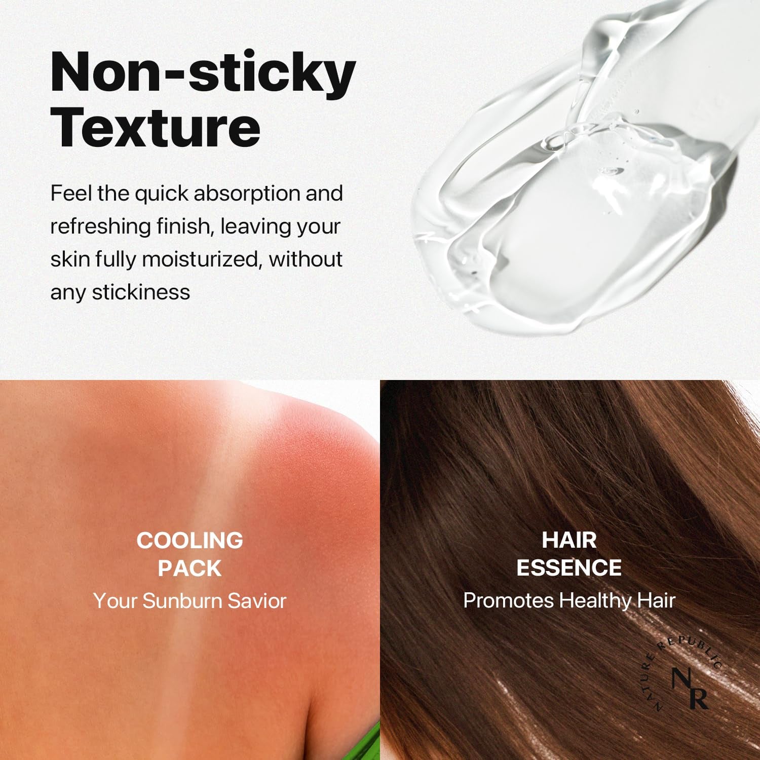 MILD & MOISTURE ALOE VERA WATERY GEL (1 PCS) Quick Hydration & Moisturizing,Fast Absorbing Non-Sticky Texture,Korean Skin Care for Face,Hair,Sunburn Relief, Aftershave, All Skin Types
