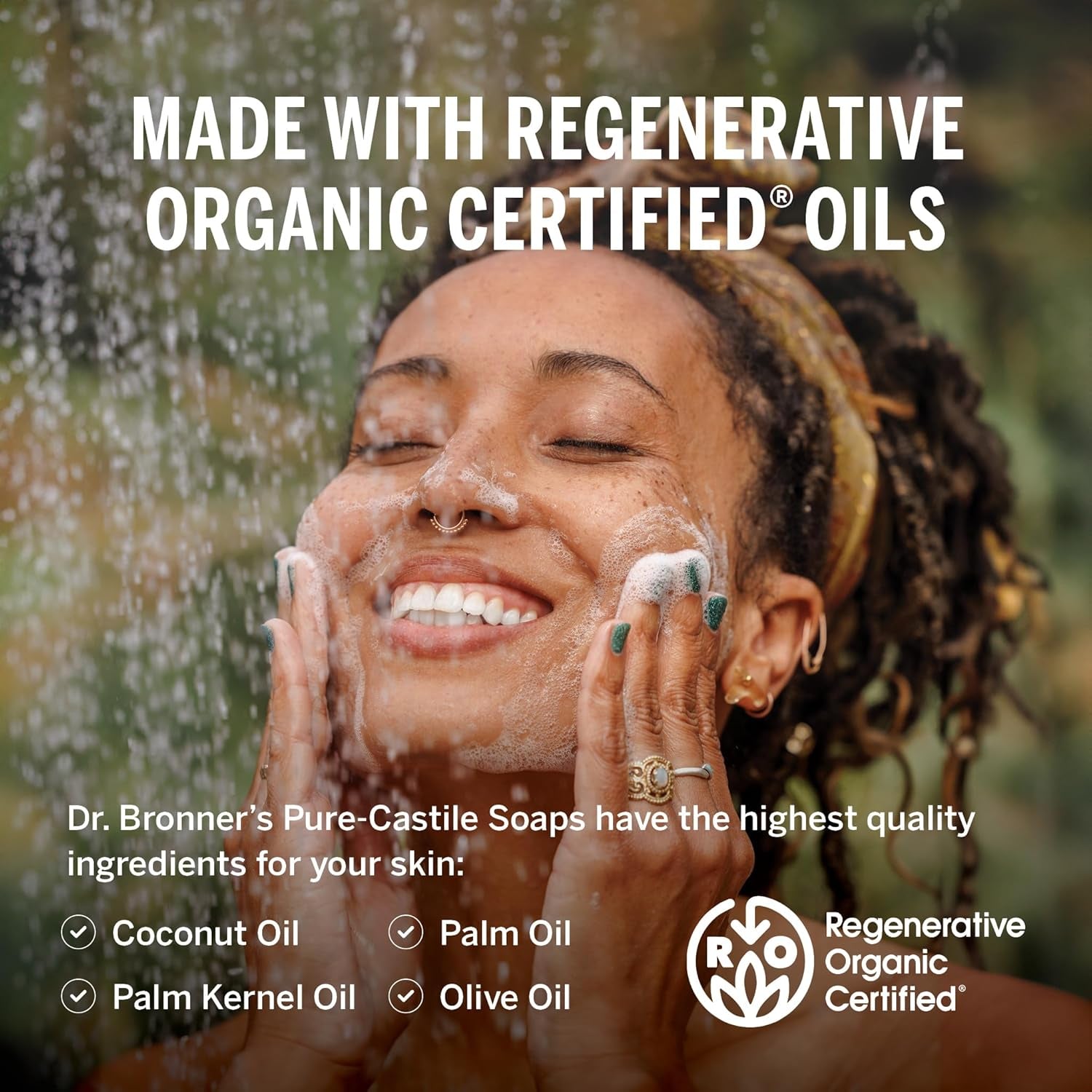 Pure-Castile Magic Liquid Soap - Made with Regenerative Organic Certified Oils - 18-In-1 Uses for Face, Body, Hand Gentle on Baby & Sensitive Skin Body Wash Unscented,32Oz